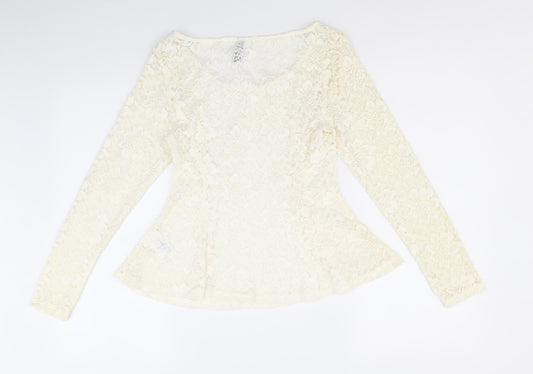 Womens UK Size M H&M Ivory Basic Blouse