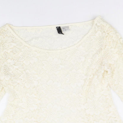 Womens UK Size M H&M Ivory Basic Blouse