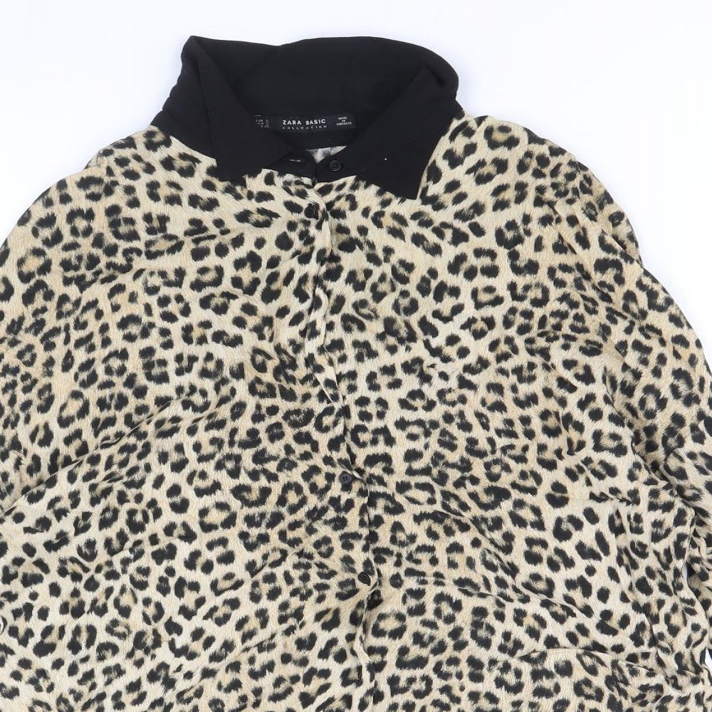Womens UK Size S Zara Brown Basic Blouse