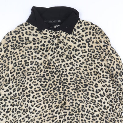 Womens UK Size S Zara Brown Basic Blouse