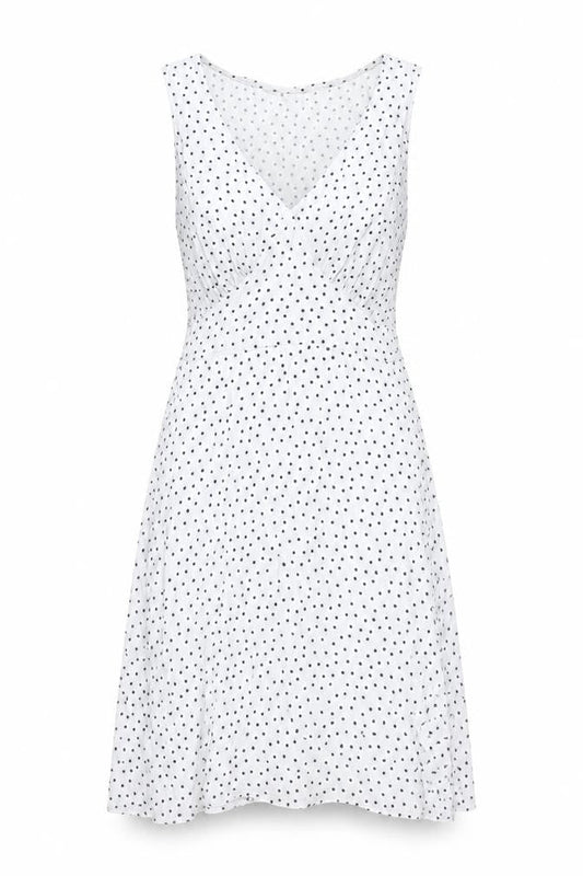 Pieces Womens Blue Polka Dot Viscose A-Line Size XS V-Neck Zip