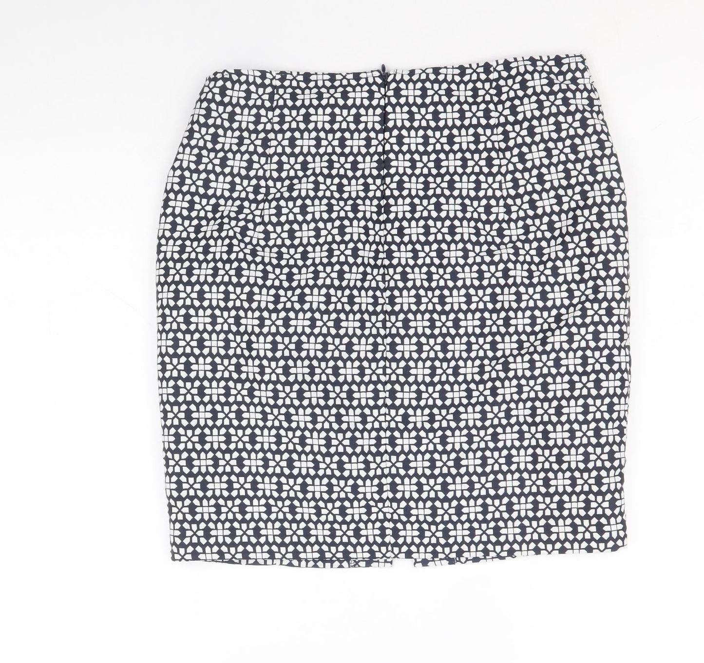 NEXT Womens Blue Geometric Polyester Straight & Pencil Skirt Size 10 Zip