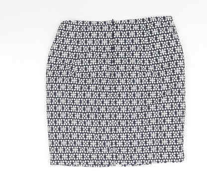 NEXT Womens Blue Geometric Polyester Straight & Pencil Skirt Size 10 Zip