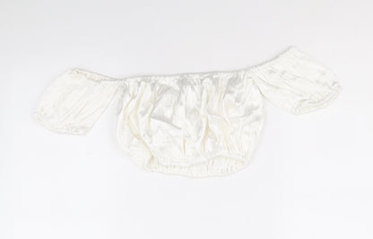 Womens UK Size M Zara White Cropped Blouse