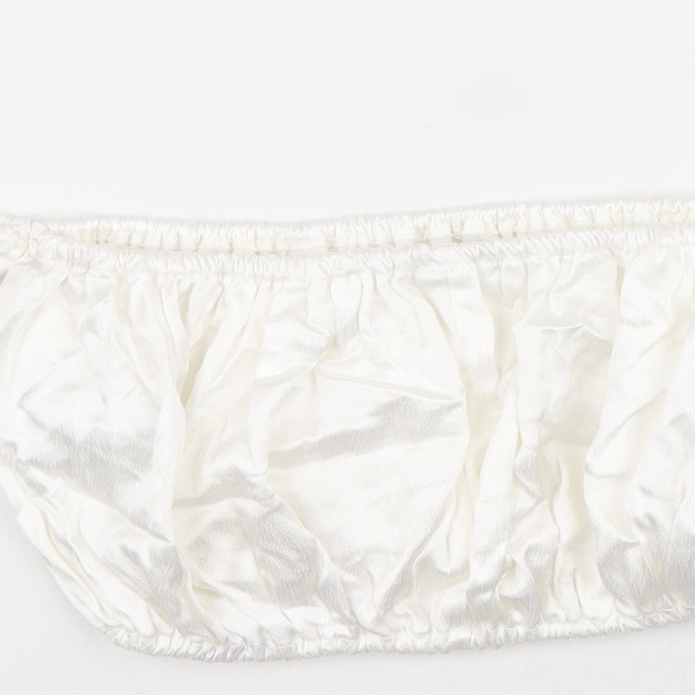 Womens UK Size M Zara White Cropped Blouse