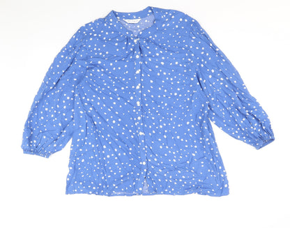 Womens UK Size S Preworn Blue Basic Button-Up