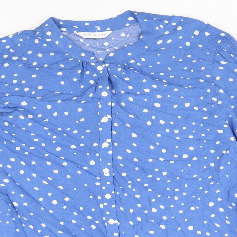 Womens UK Size S Preworn Blue Basic Button-Up