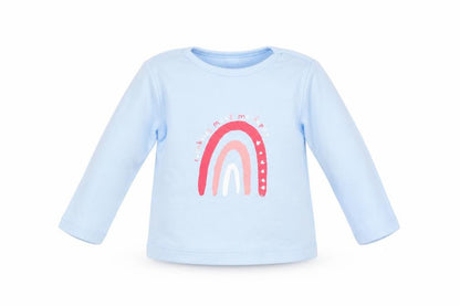 George Girls Blue 100% Cotton Basic T-Shirt Size 0-3 Months Round Neck Pullover - Rainbow