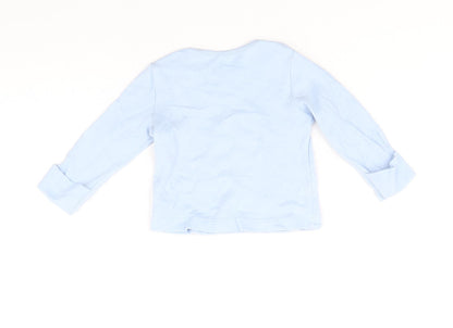 George Girls Blue 100% Cotton Basic T-Shirt Size 0-3 Months Round Neck Pullover - Rainbow
