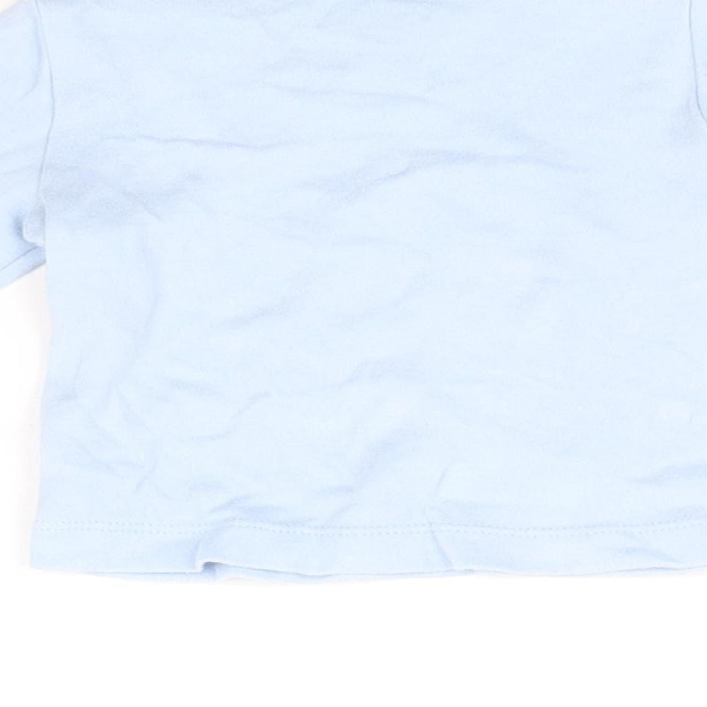 George Girls Blue 100% Cotton Basic T-Shirt Size 0-3 Months Round Neck Pullover - Rainbow