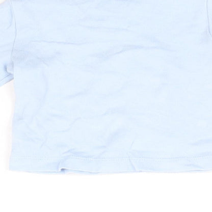 George Girls Blue 100% Cotton Basic T-Shirt Size 0-3 Months Round Neck Pullover - Rainbow