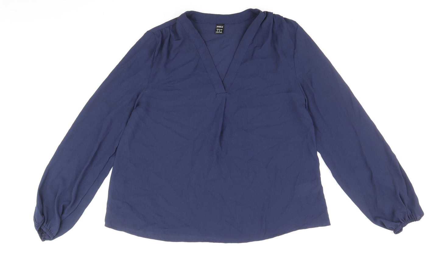 SheIn Womens Blue Polyester Basic Blouse Size M V-Neck