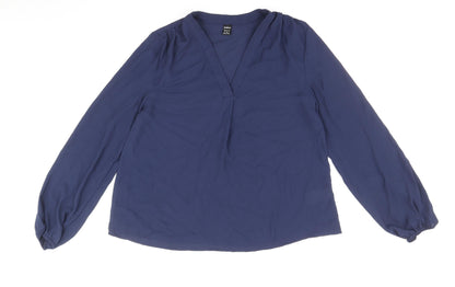 SheIn Womens Blue Polyester Basic Blouse Size M V-Neck