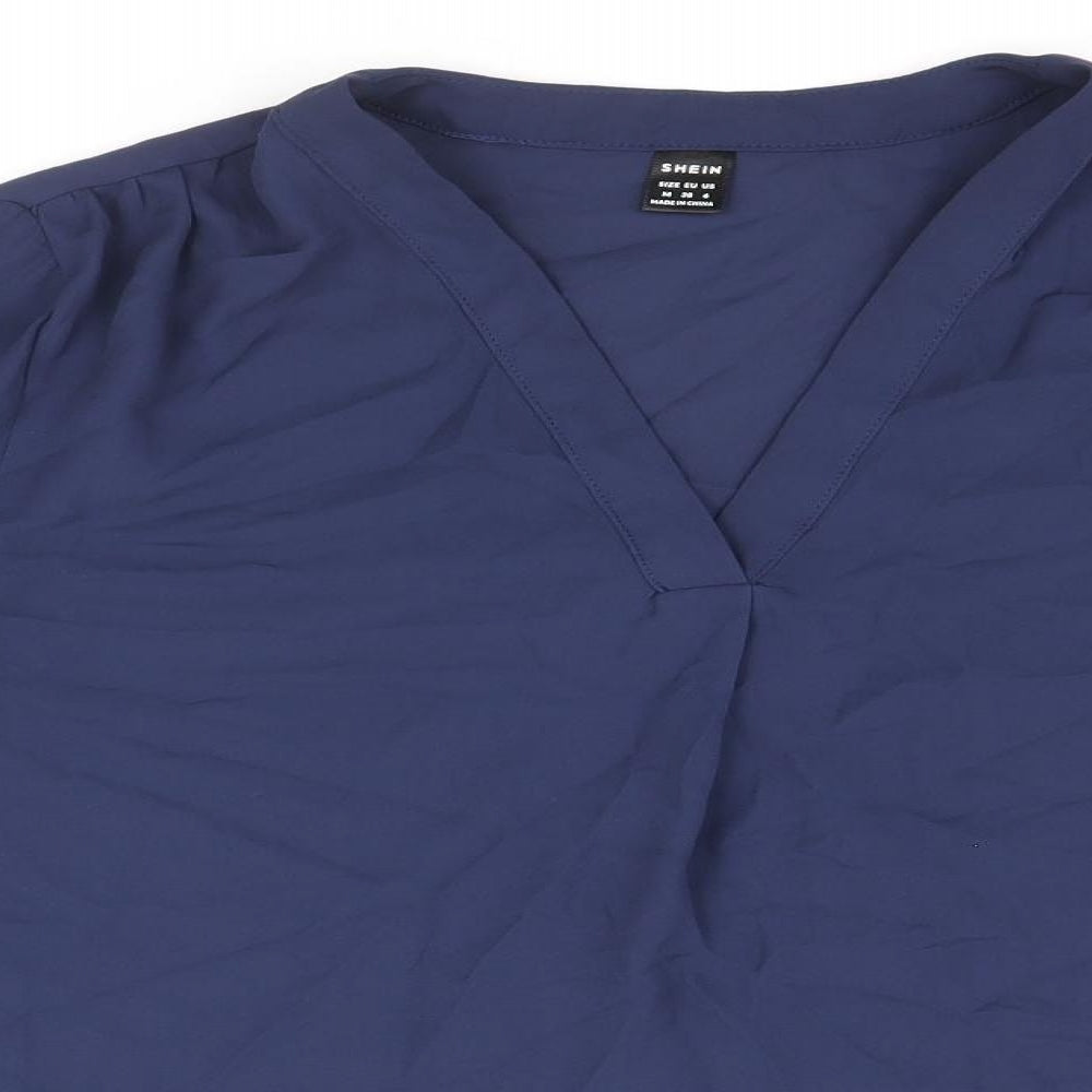 SheIn Womens Blue Polyester Basic Blouse Size M V-Neck