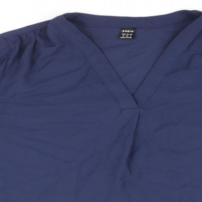 SheIn Womens Blue Polyester Basic Blouse Size M V-Neck