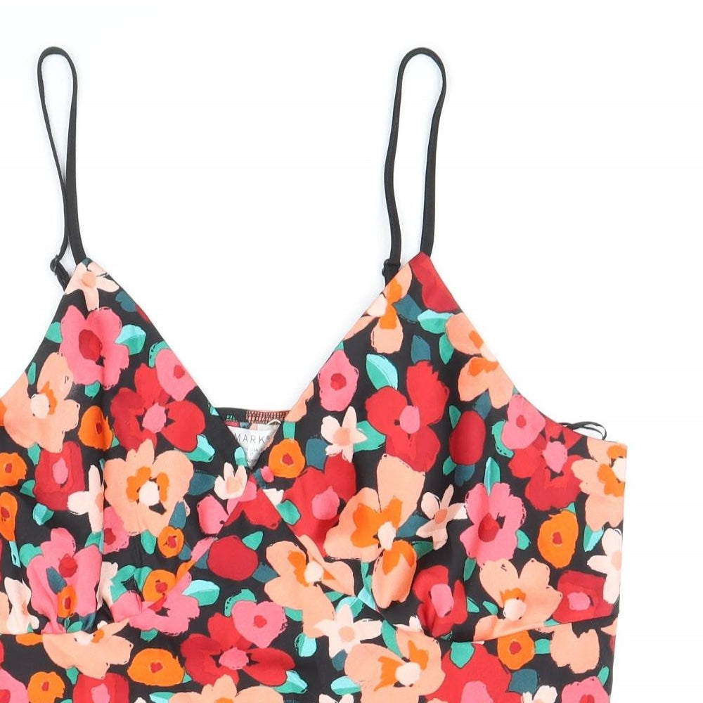 Primark Womens Multicoloured Floral Polyester Cropped Tank Size M V-Neck