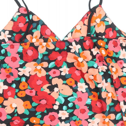 Primark Womens Multicoloured Floral Polyester Cropped Tank Size M V-Neck