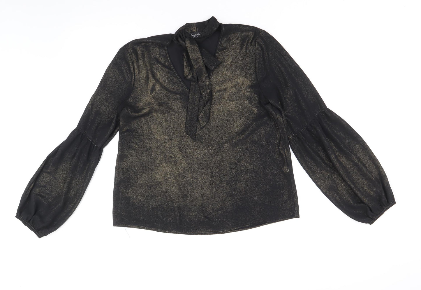 Miss Selfridge Womens Black Geometric Polyester Basic Blouse Size 8 Halter