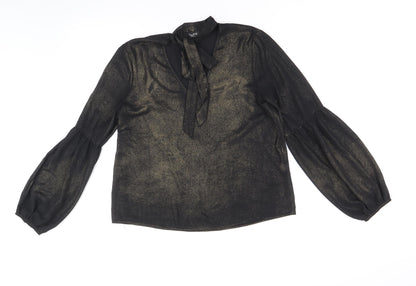 Miss Selfridge Womens Black Geometric Polyester Basic Blouse Size 8 Halter