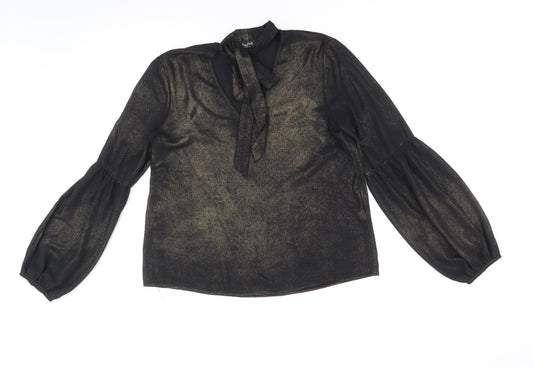 Miss Selfridge Womens Black Geometric Polyester Basic Blouse Size 8 Halter