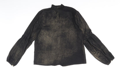 Miss Selfridge Womens Black Geometric Polyester Basic Blouse Size 8 Halter