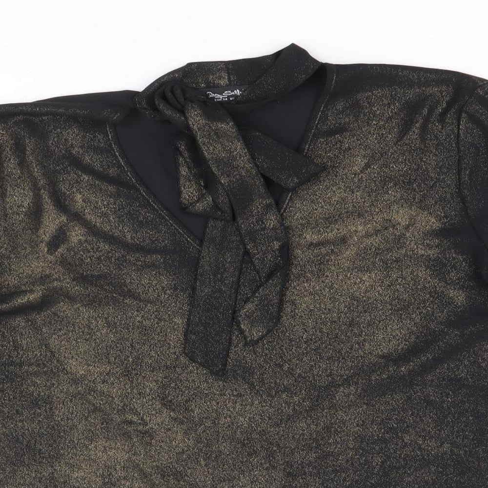 Miss Selfridge Womens Black Geometric Polyester Basic Blouse Size 8 Halter