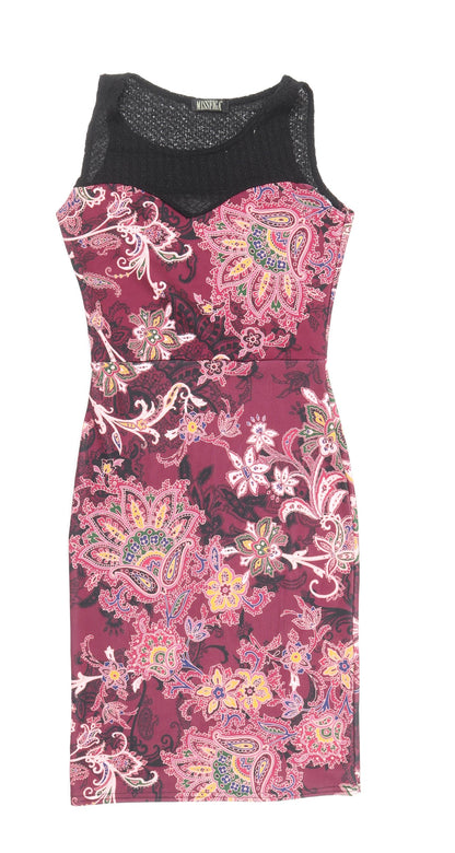 MISSFIGA Womens Multicoloured Paisley Polyester Pencil Dress Size 8 Round Neck Pullover