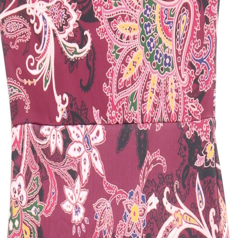 MISSFIGA Womens Multicoloured Paisley Polyester Pencil Dress Size 8 Round Neck Pullover