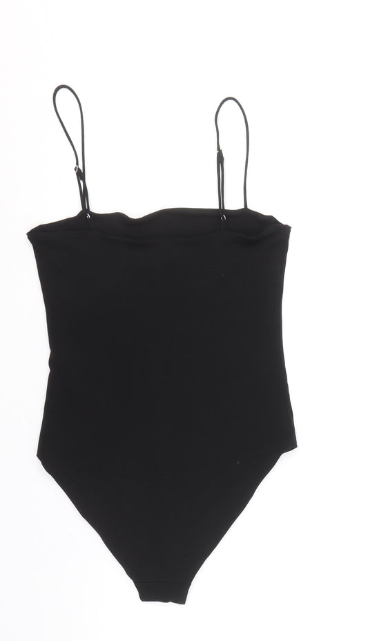 H&M Womens Black Polyester Bodysuit One-Piece Size 10 Snap
