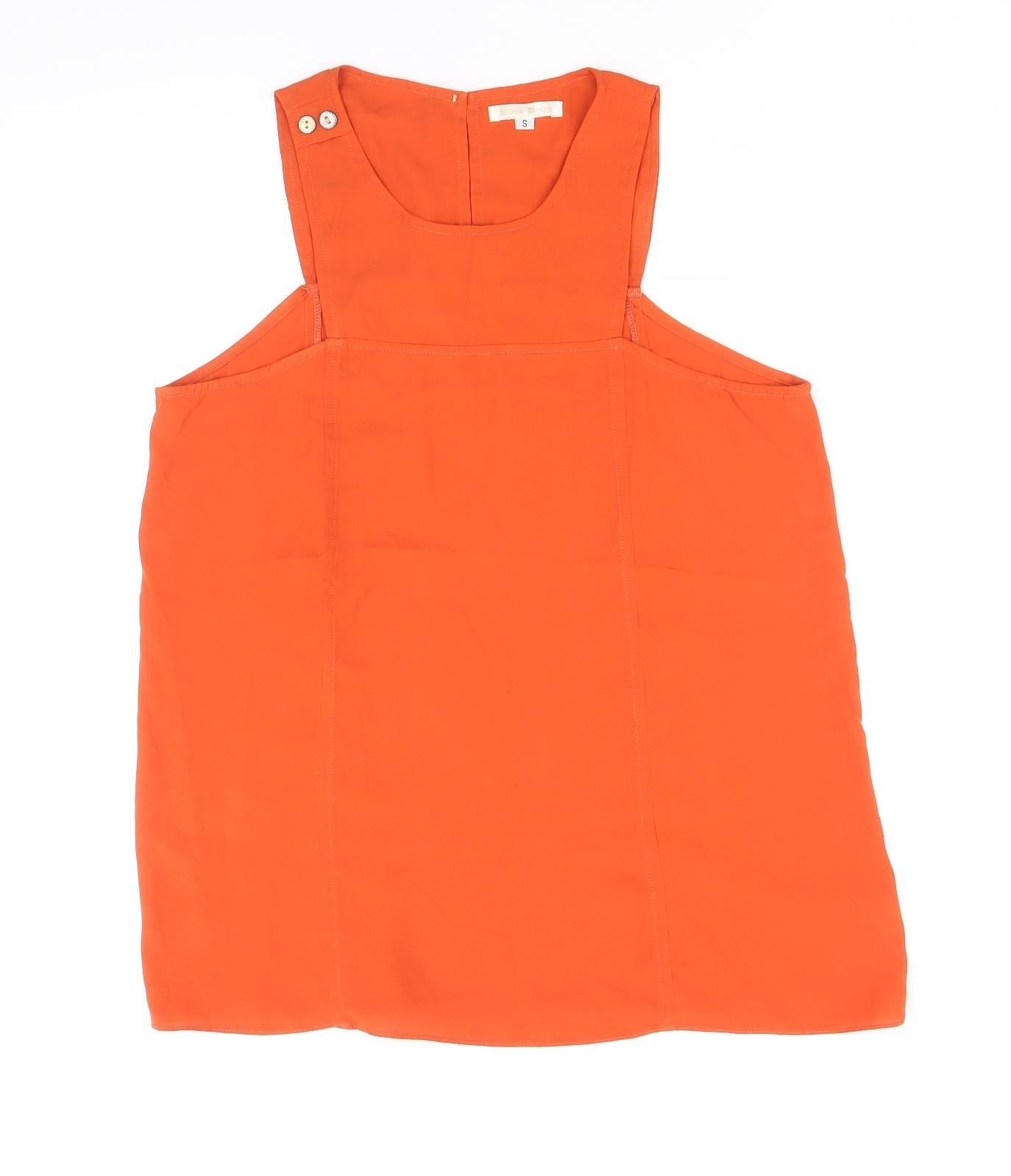 Bloom Design Womens Orange Polyester Basic Blouse Size S Round Neck