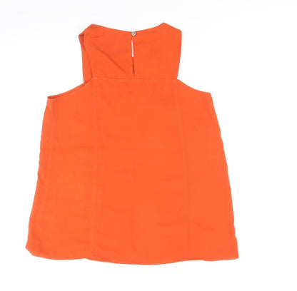 Bloom Design Womens Orange Polyester Basic Blouse Size S Round Neck