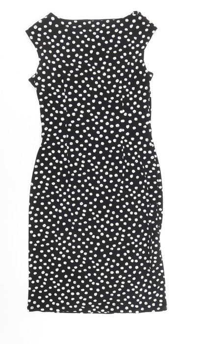 Pieces Womens Black Polka Dot Polyester A-Line Size 10 V-Neck Pullover