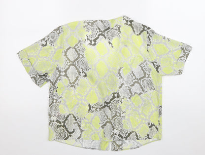 Womens UK Size 8 New Look Yellow Basic Button-Up