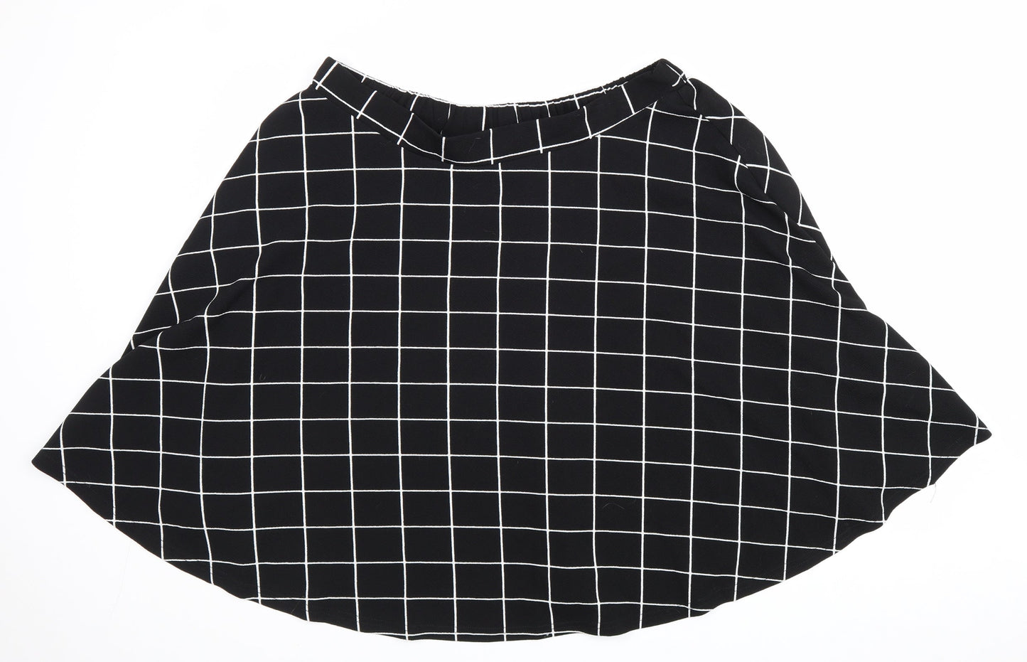 SheIn Womens Black Check Polyester Swing Skirt Size 2XL
