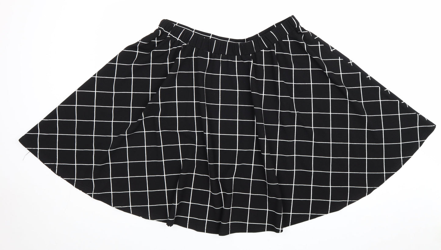 SheIn Womens Black Check Polyester Swing Skirt Size 2XL