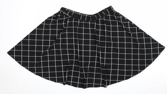 SheIn Womens Black Check Polyester Swing Skirt Size 2XL