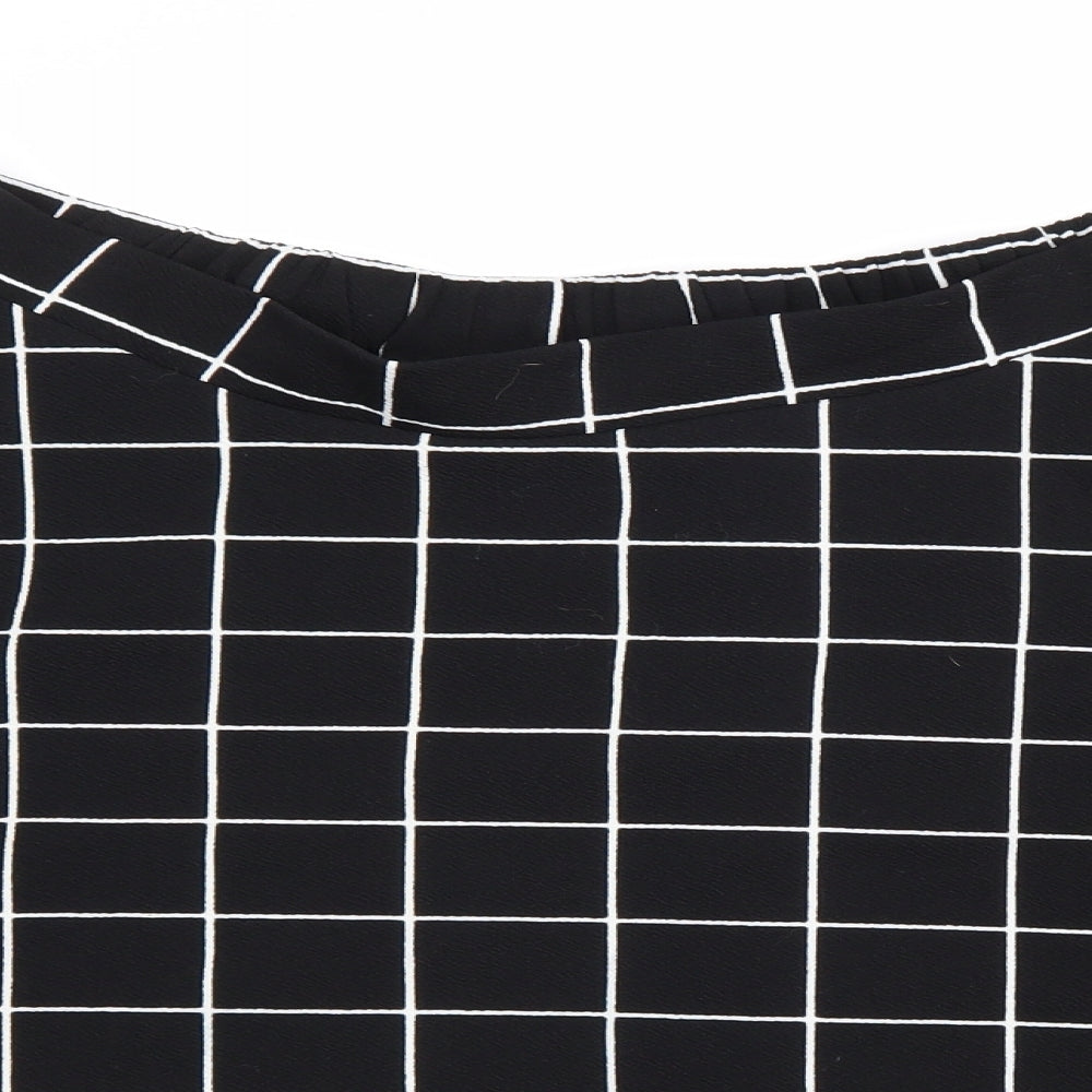 SheIn Womens Black Check Polyester Swing Skirt Size 2XL