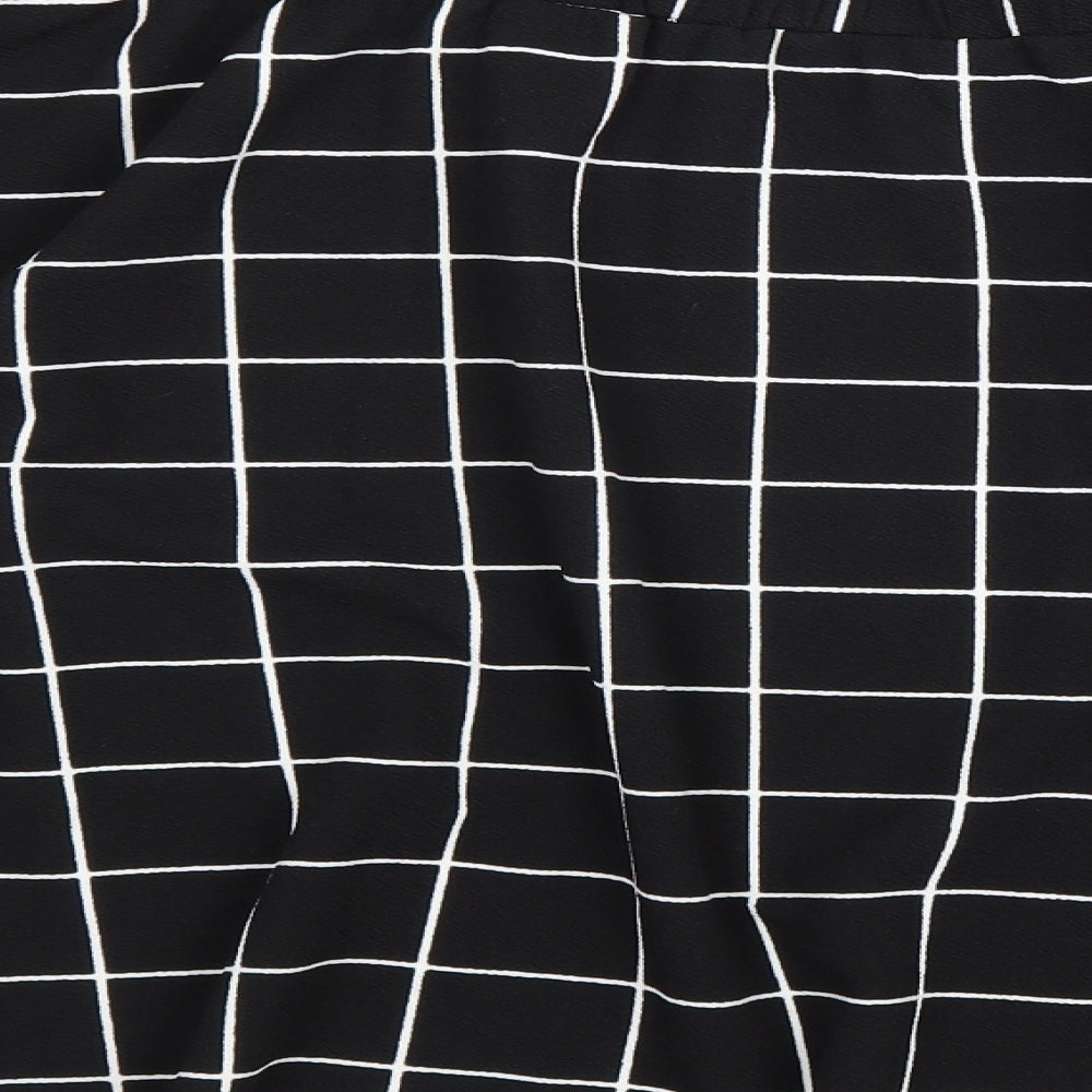 SheIn Womens Black Check Polyester Swing Skirt Size 2XL