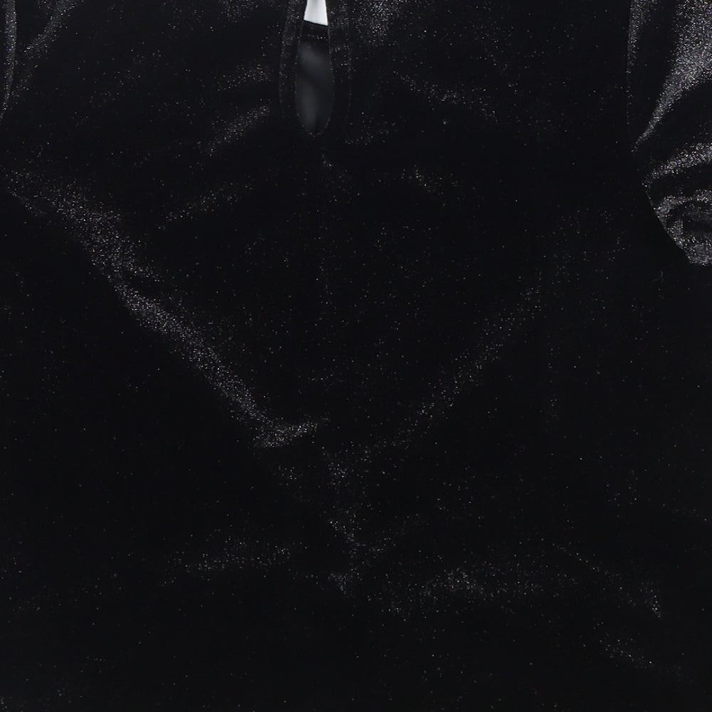 Nutmeg Girls Black Viscose Basic T-Shirt Size 11-12 Years Round Neck Button