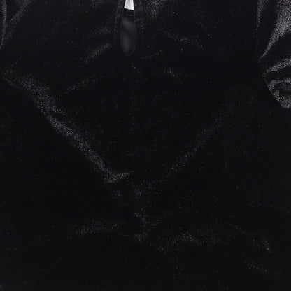 Nutmeg Girls Black Viscose Basic T-Shirt Size 11-12 Years Round Neck Button