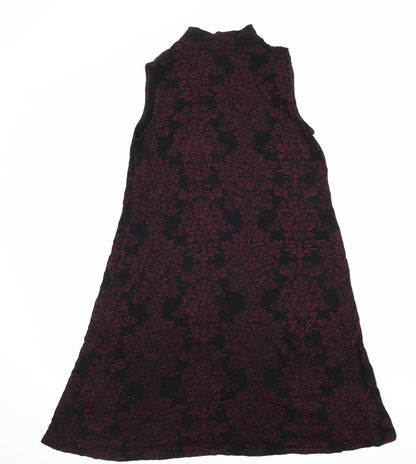 Therapy Womens Red Geometric Viscose A-Line Size XS Mock Neck Pullover