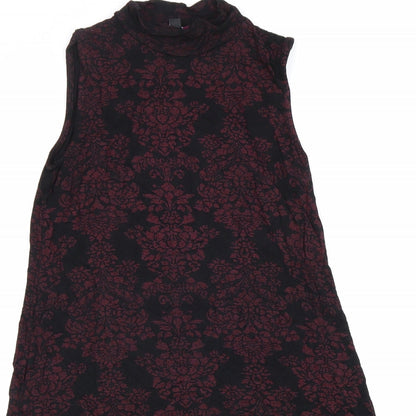 Therapy Womens Red Geometric Viscose A-Line Size XS Mock Neck Pullover
