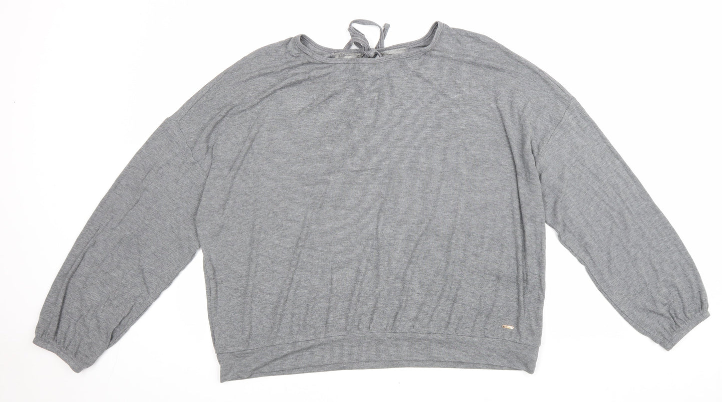Rosie Womens Grey Viscose Basic Blouse Size 16 Round Neck