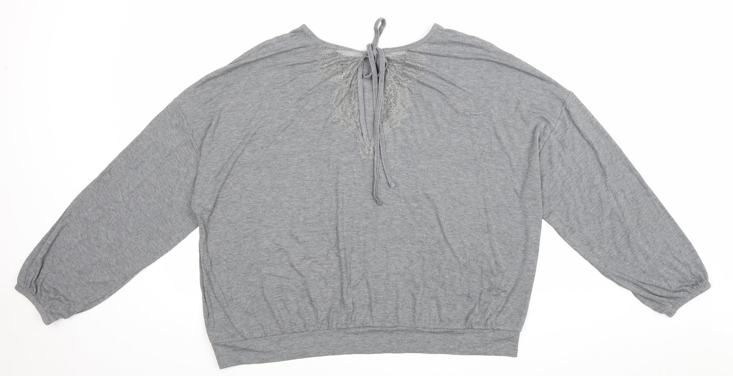 Rosie Womens Grey Viscose Basic Blouse Size 16 Round Neck