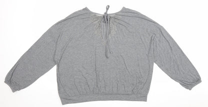 Rosie Womens Grey Viscose Basic Blouse Size 16 Round Neck