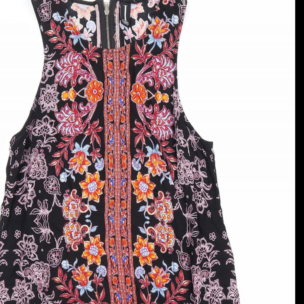 IZABEL Womens Multicoloured Geometric Viscose A-Line Size 12 Round Neck Zip