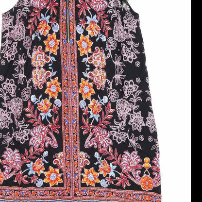 IZABEL Womens Multicoloured Geometric Viscose A-Line Size 12 Round Neck Zip