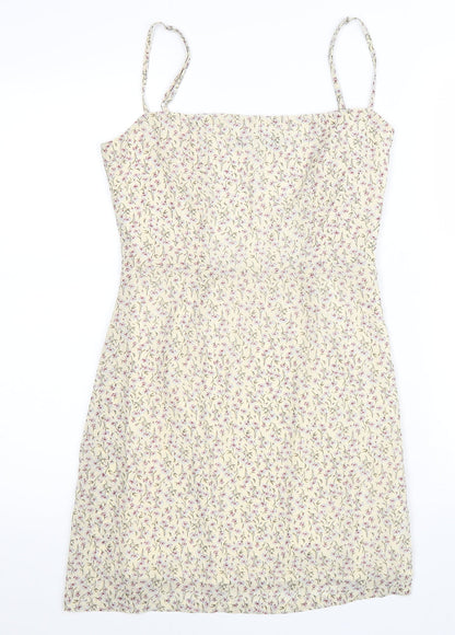Nasty Gal Womens Beige Geometric Polyester Shift Size 6 Square Neck Zip