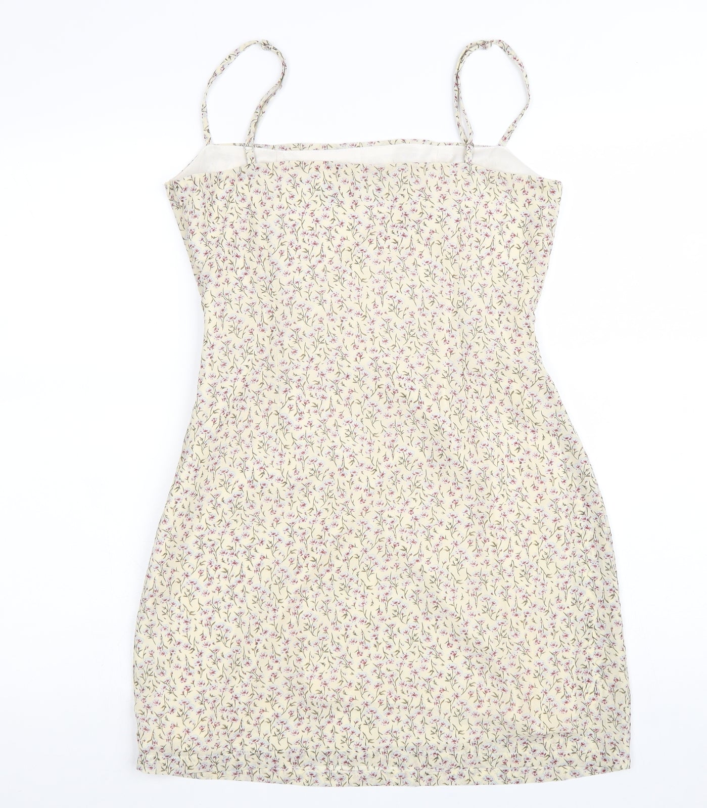 Nasty Gal Womens Beige Geometric Polyester Shift Size 6 Square Neck Zip