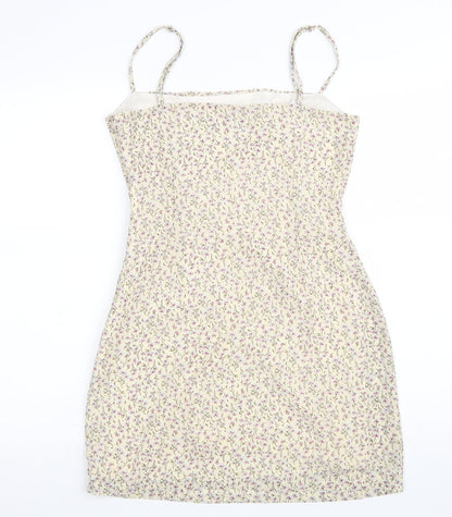 Nasty Gal Womens Beige Geometric Polyester Shift Size 6 Square Neck Zip